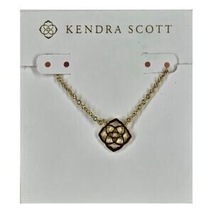 KENDRA SCOTT DECKLYN PENDANT NECKLACE – GOLD-TONE – FLORAL LOGO DESIGN